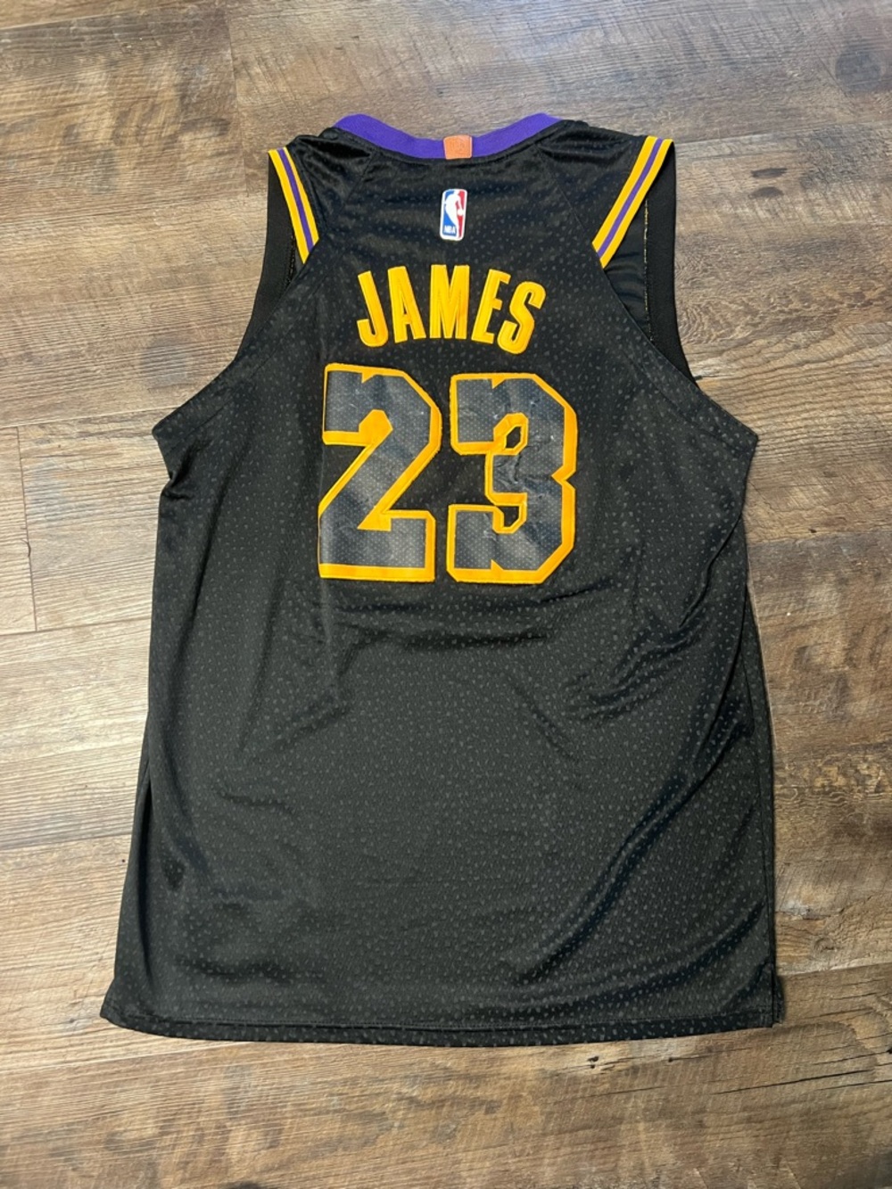NBA Black and Gold LeBron James #23 Replica Jersey